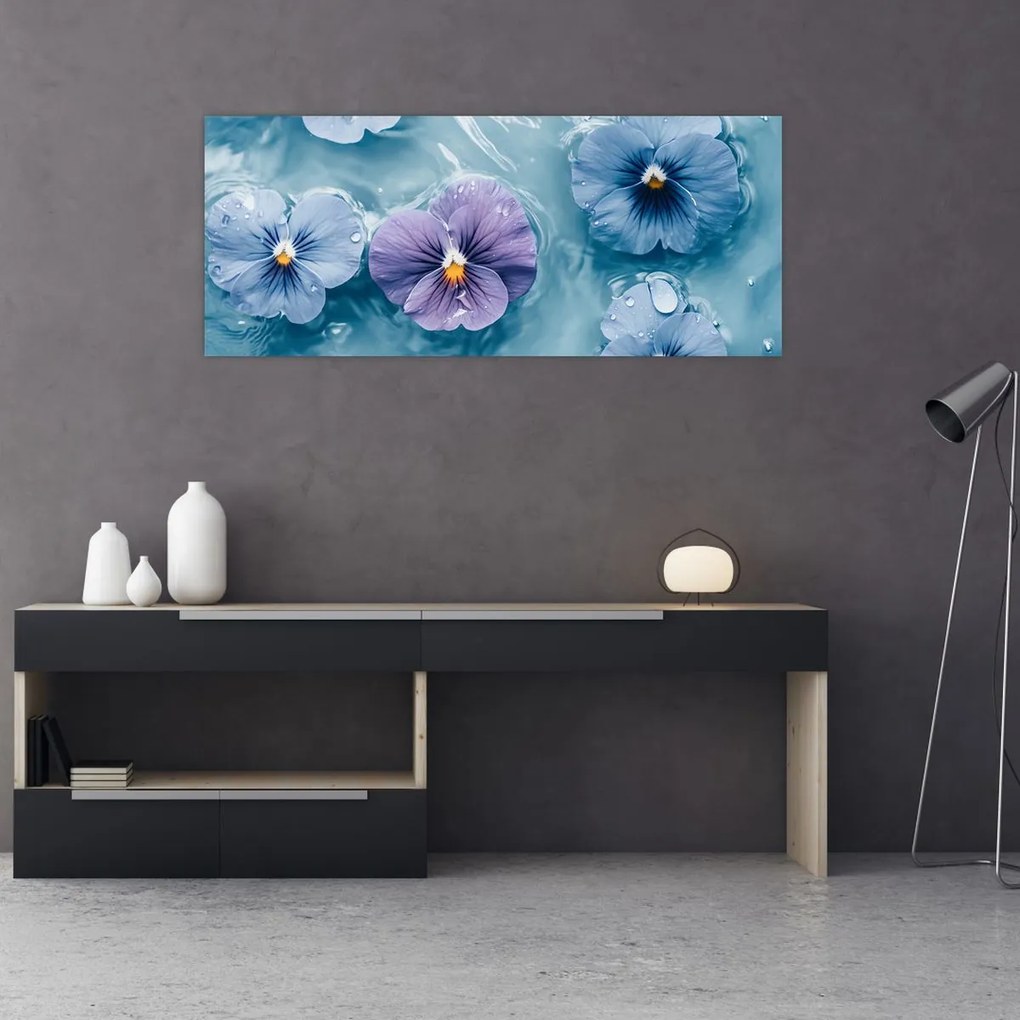 Tablou - Violete în apă (120x50 cm)