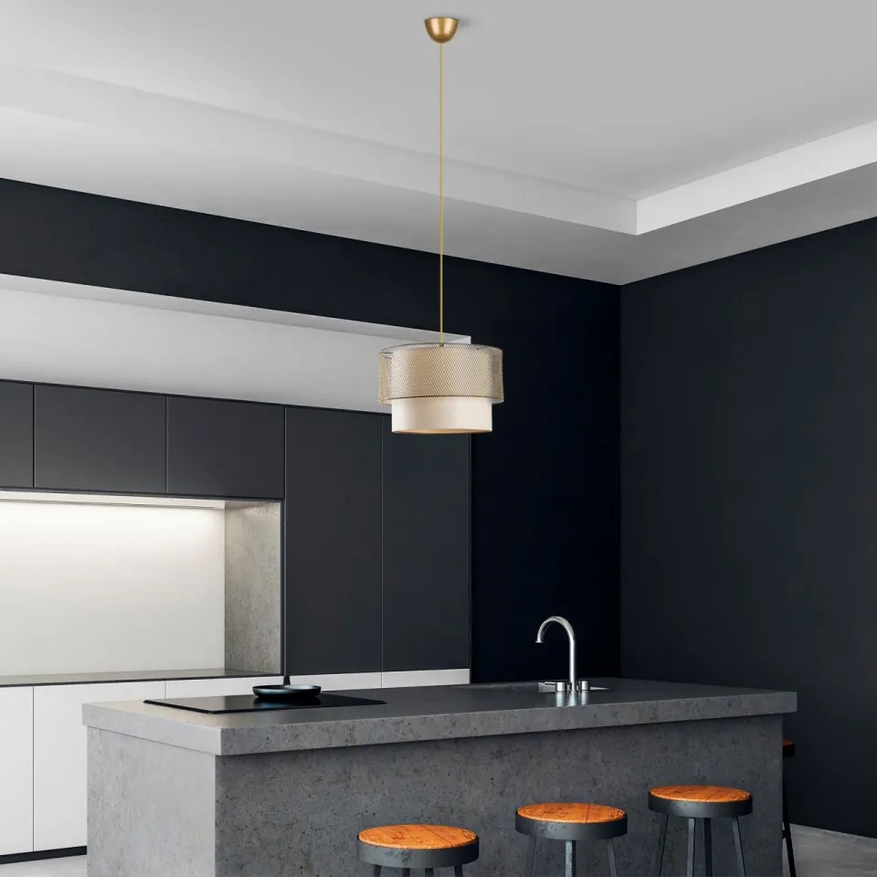 Lustra Cake Metal, Soclu E27, Max 60W, Culoare Crem / Auriu