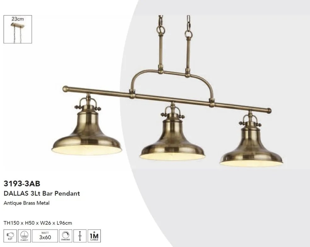 Lustra suspendata din metal Dallas 3L