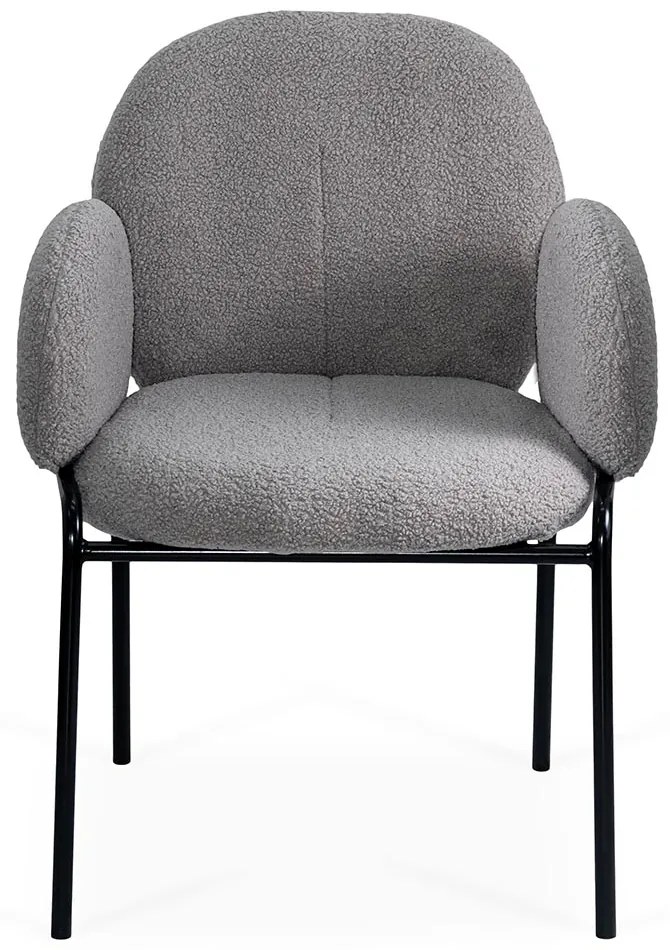 Scaun dining gri boucle cu cadru metalic negru BUC 281