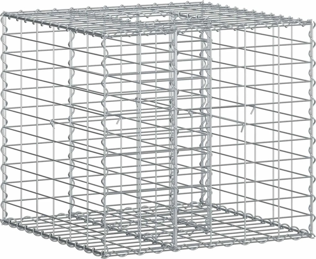 vidaXL Pat ridicat din gabion Argintiu 60 x 60 x 55 cm Oțel Galvanizat