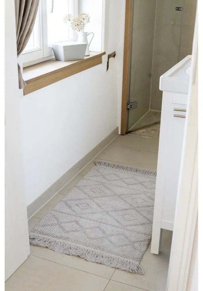 Covoraș baie din bumbac organic Wenko Urla 60 x 90 cm, gri