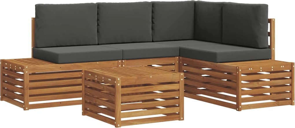 vidaXL Set de canapele de exterior 5 Bucată Natural și Antracit