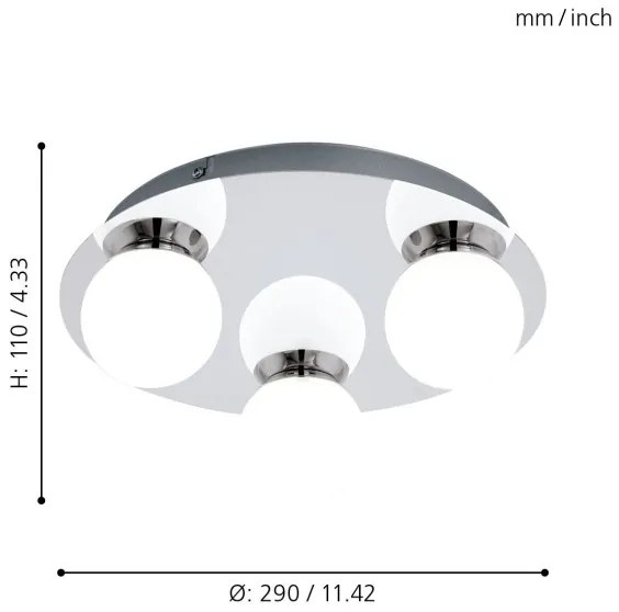 Plafonieră LED pentru baie Eglo 94629 MOSIANO 3xLED/3,3W/230V IP44