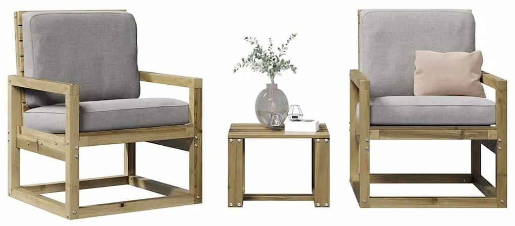 vidaXL Set mobilier de grădină, 3 piese, lemn de pin impregnat
