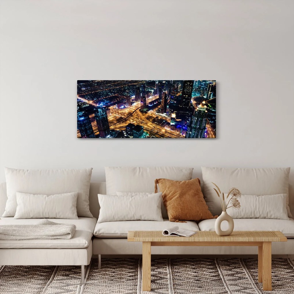 Tablou cu oraș nocturn (120x50 cm)