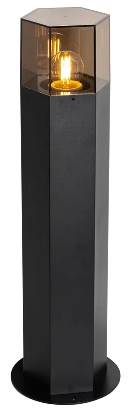 Lampă de podea pentru exterior neagră cu abajur fumuriu hexagonal 50 cm - Denmark