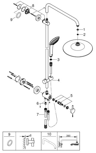 GROHE 27421002 - Sistem de duș EUPHORIA 260 crom lucios