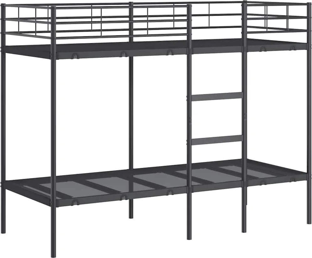 vidaXL Pat supraetajat fără saltea negru 75x190 cm oțel