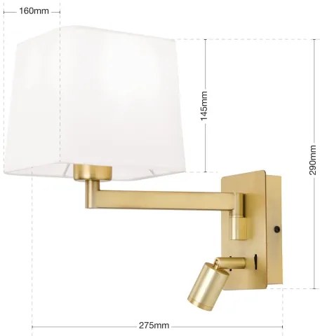 Orion WA 2-1469/1- Lampă LED de perete CARLTON 1xE27/40W/230V + LED/3W alb/auriu