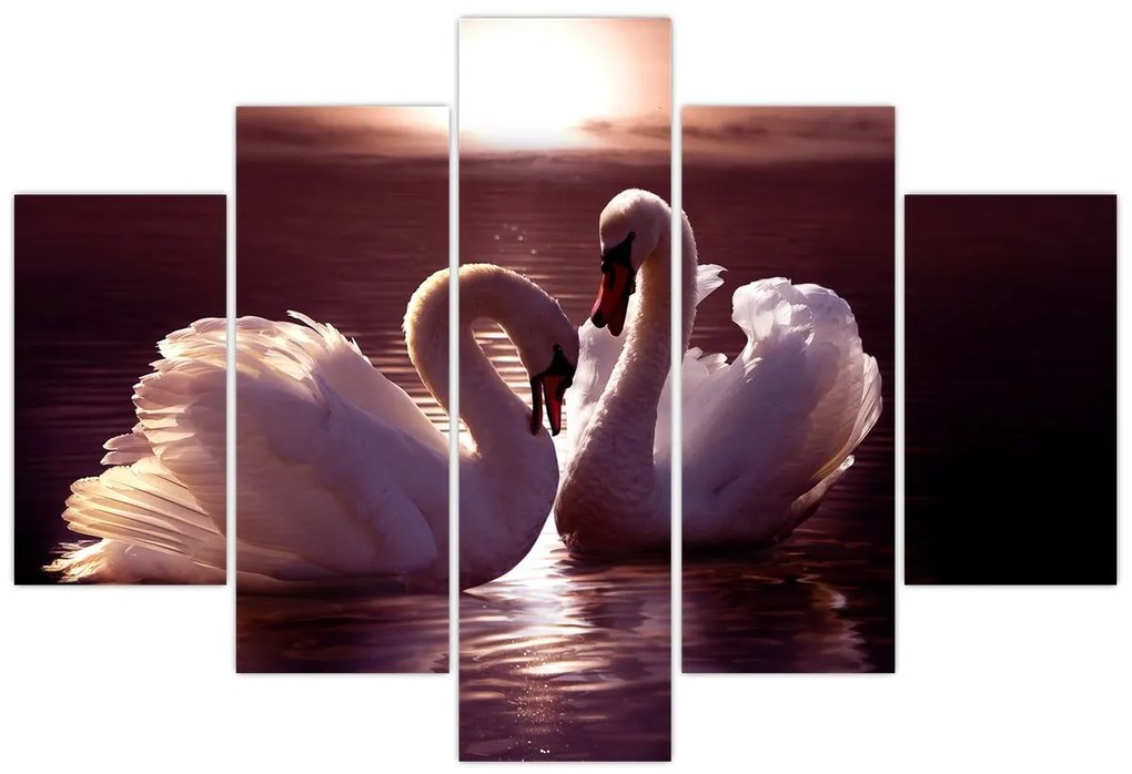 Tablou - Lebede pe lac (150x105 cm)