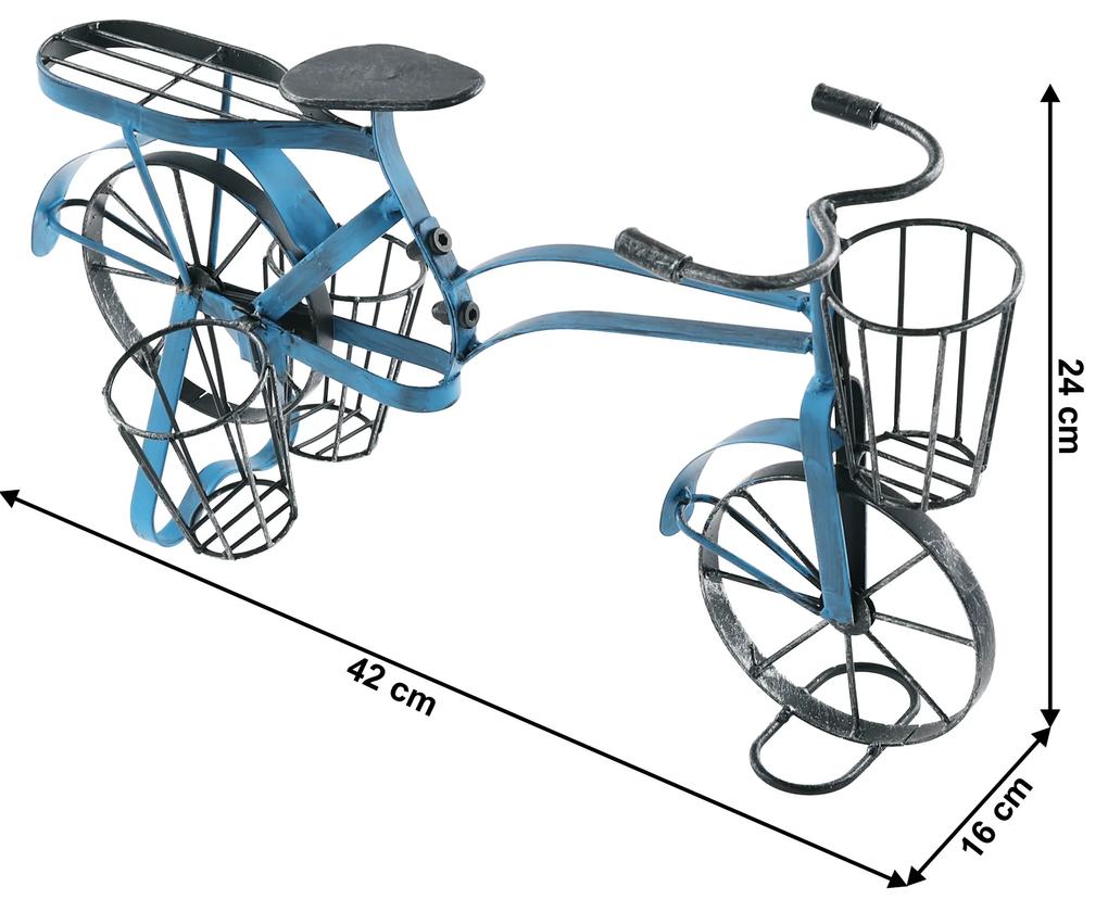 Ghiveci RETRO în formă de bicicletă, negru / albastru, ALBO
