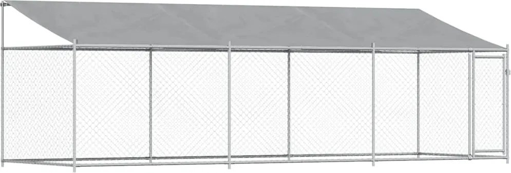 vidaXL Cușcă câini cu acoperiș și uși, gri, 6x2x2 m, oțel galvanizat