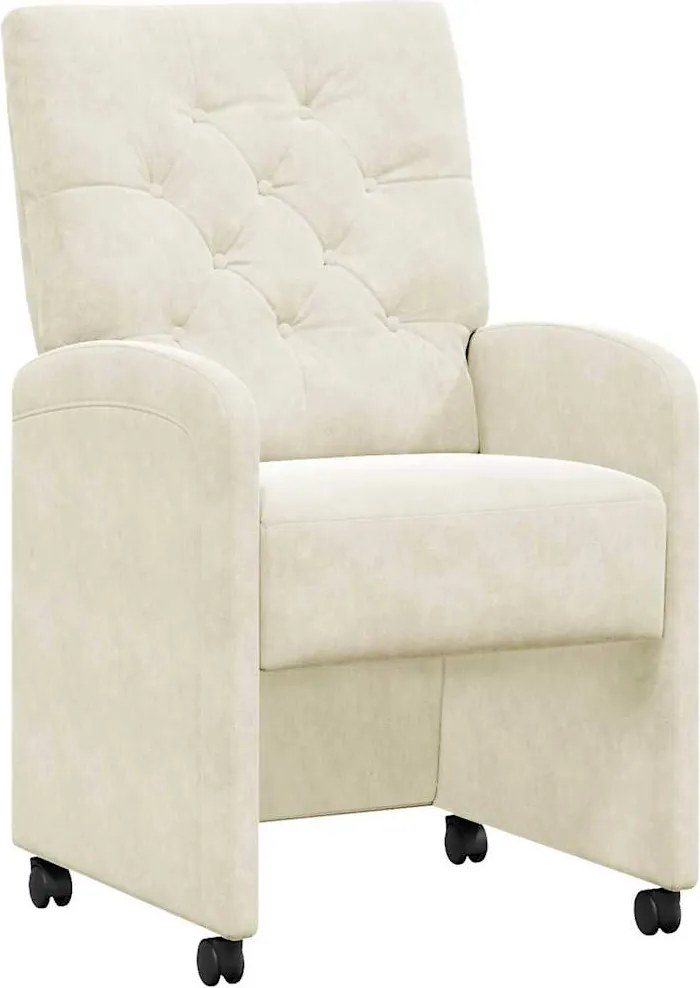 vidaXL Scaune de dining cu roți 2 pcs Crem 58 x 67 x 97 cm Catifea