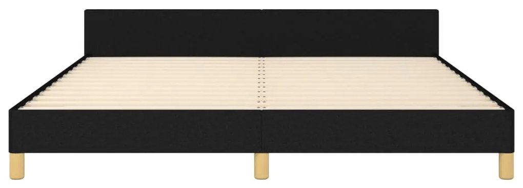 Cadru de pat cu tablie, negru, 180x200 cm, textil Negru, 180 x 200 cm, Design cu nasturi