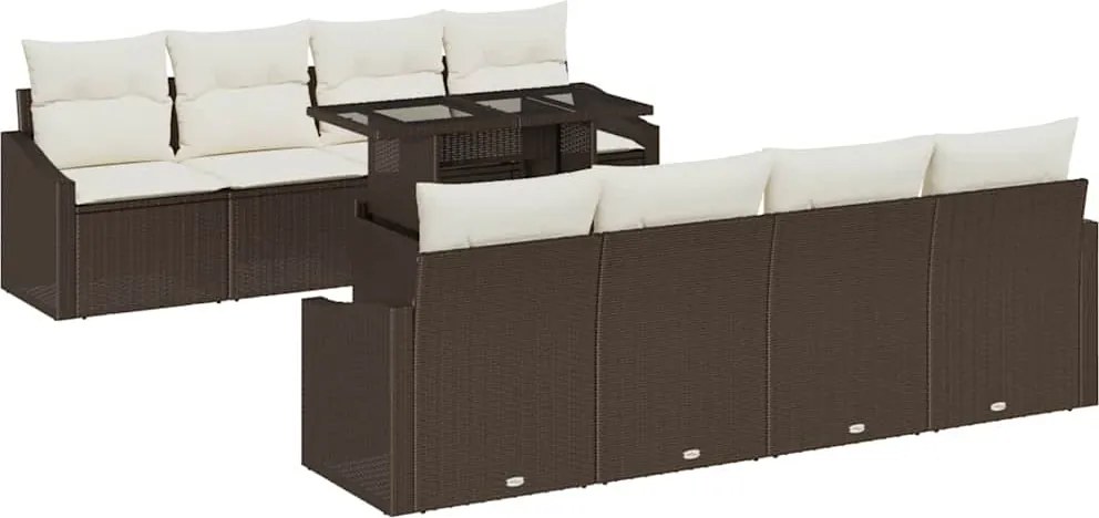 vidaXL Set de canapele pentru grădină 7 pcs Maro și Crem poliratan