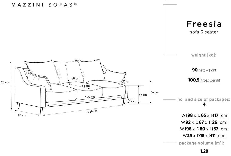 Canapea extensibilă cu 3 locuri și spațiu de depozitare Mazzini Sofas Freesia, bej