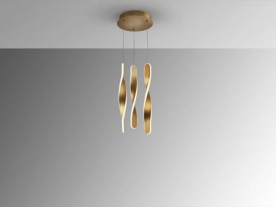 Lustra LED suspendata design modern Twist auriu