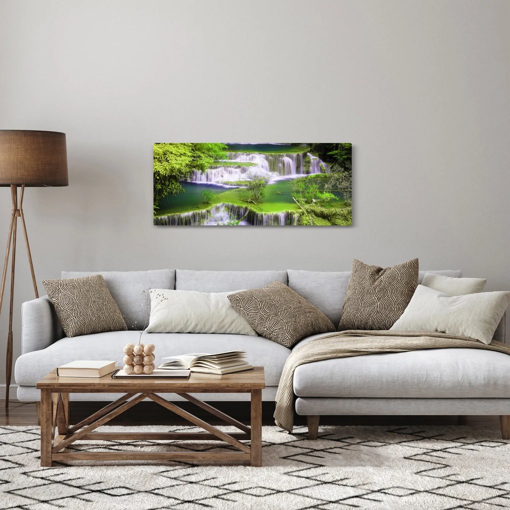 Tablou - Cascada Huay Mae Khamin, Kanchanaburi, Thailanda (120x50 cm)