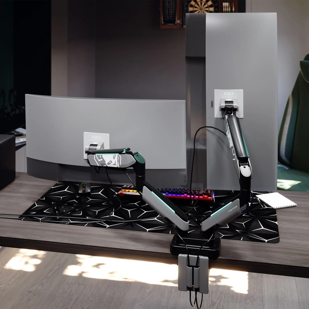 Suport dublu pentru monitoare de 49 de inchi, gri-negru RGB X-Arm Dual