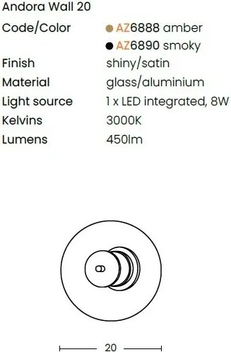Aplica LED design modern ANDORA 20 amber