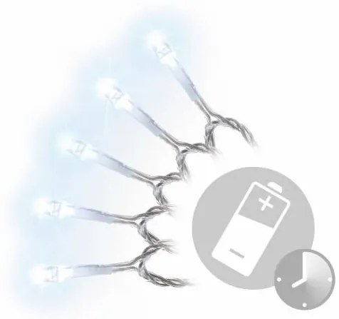 Lanț de Crăciun LED - 10 m, 100 diode, alb rece