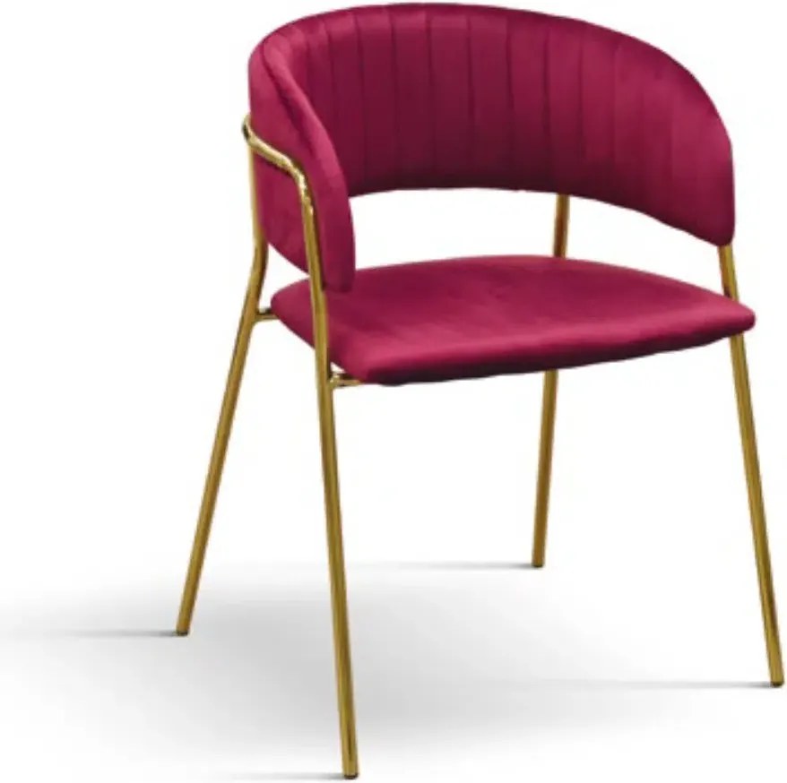 Set 2 scaune Milano, structura metalica aurie, catifea - STANDARD - AURIU - BORDO - CATIFEA