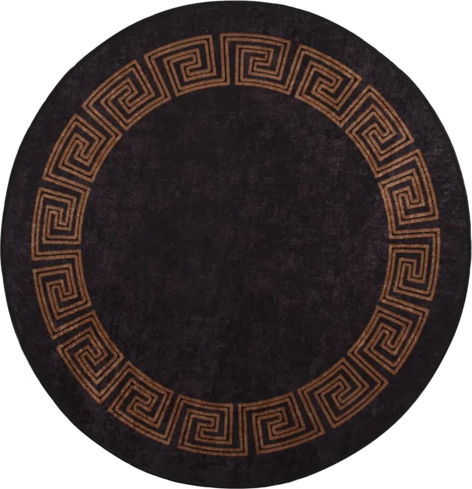 vidaXL Covor lavabil, negru și auriu, Ø 200 cm