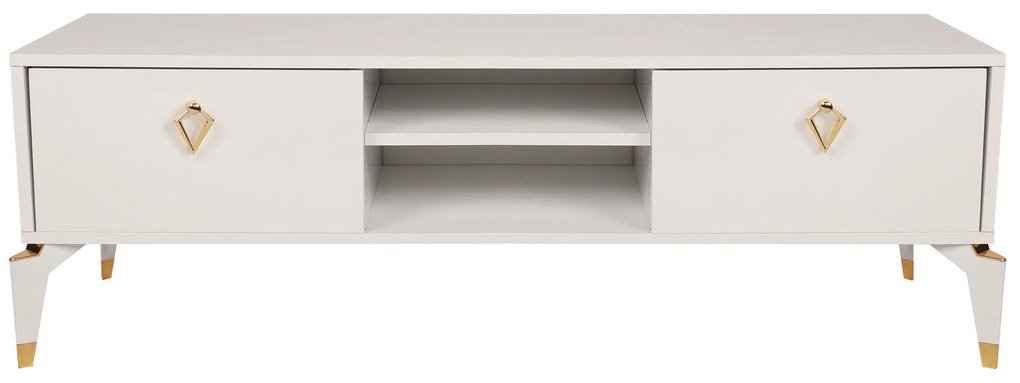 Comoda TV Posh, Alb - Maro inchis, 143 x 47 x 40 cm