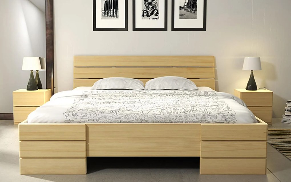 Pat lemn masiv Înalt TerraCraft Pin Personalizabil - 200x200cm
