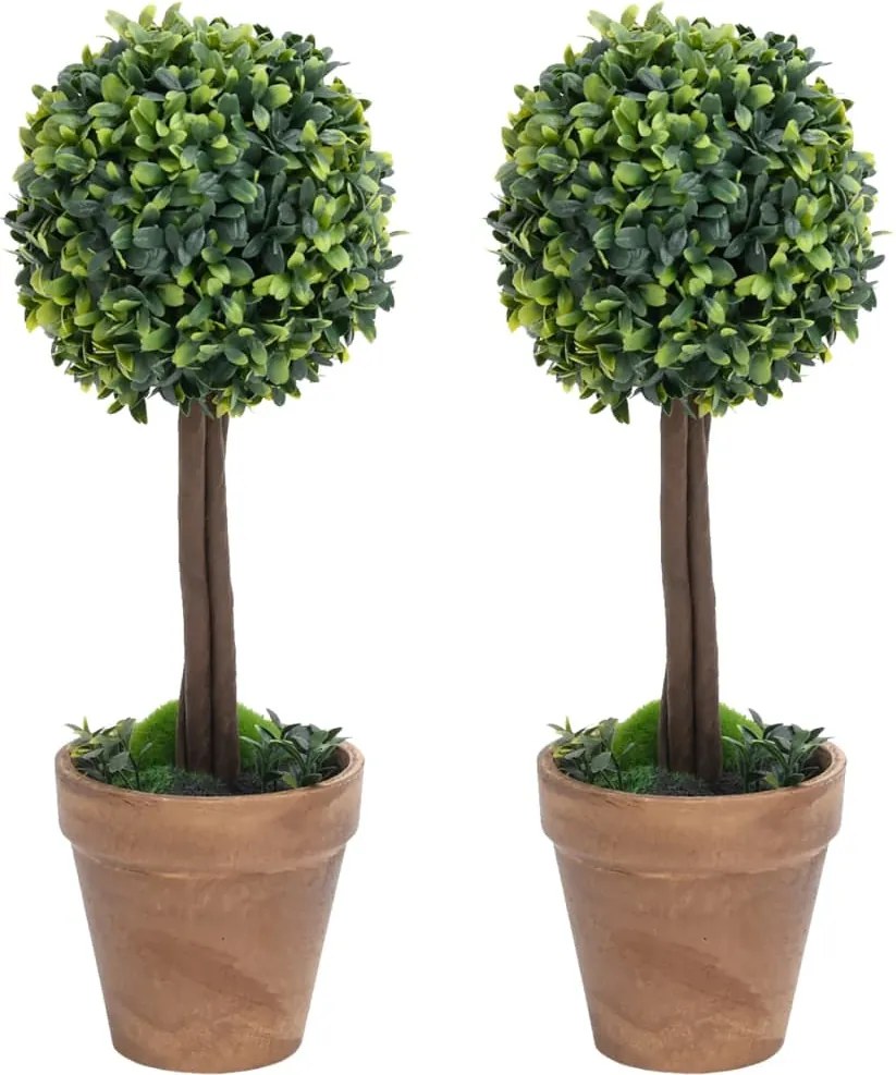 vidaXL Plante artificiale cimișir cu ghiveci 2 buc. verde 56 cm minge