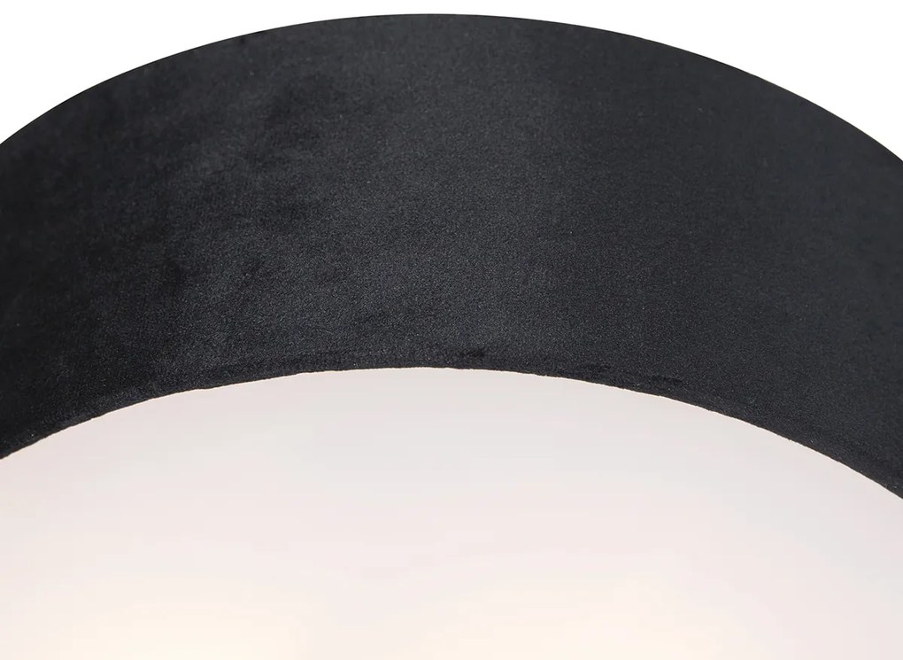 Plafoniera moderna neagra 30 cm cu interior auriu - Drum