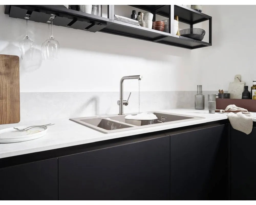 Baterie chiuveta bucatarie crom lucios cu dus extractibil Hansgrohe Talis M54 72809000 Crom lucios