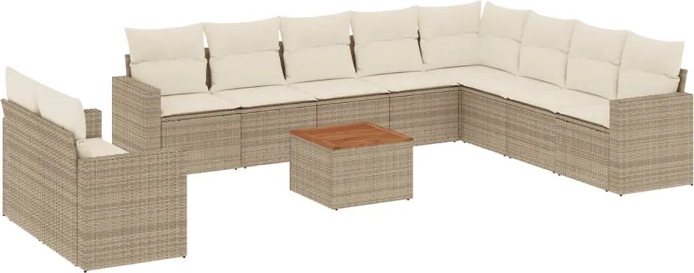 vidaXL Set canapele de grădină cu perne, 11 piese, bej, poliratan