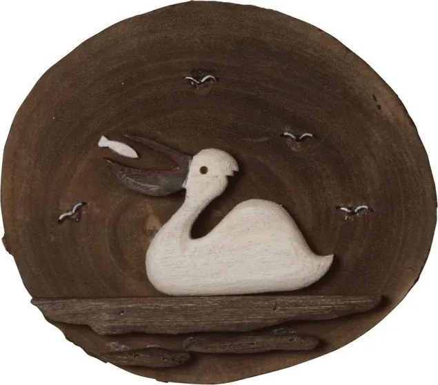 Decoratiune de perete, din lemn de Paulownia, Pelican