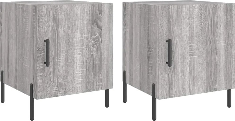 vidaXL Noptiere, 2 buc., gri sonoma, 40x40x50 cm, lemn compozit