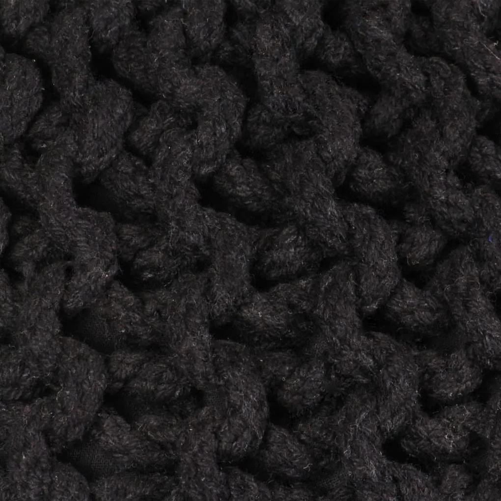 245071 vidaXL Puf tricotat manual, bumbac, 50 x 35 cm, negru