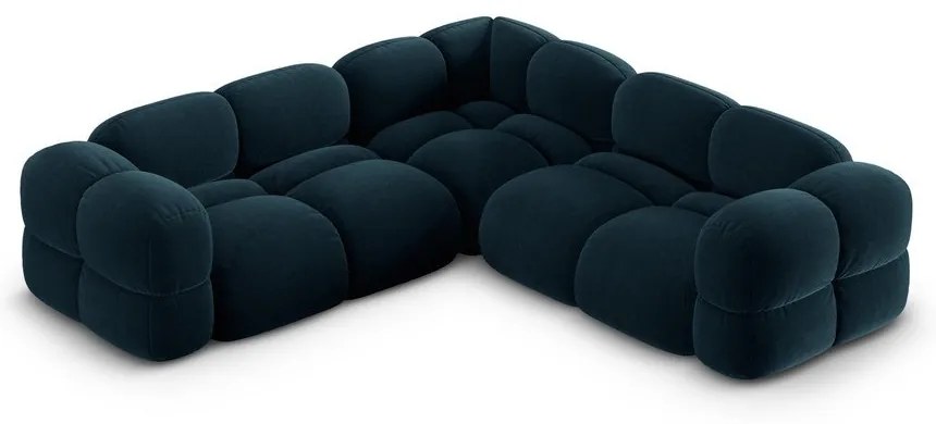 Colțar albastru închis cu tapițerie din catifea Loretto – Cosmopolitan Design