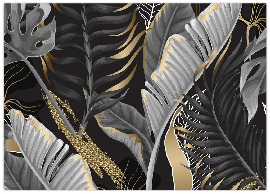 Tablou pe sticlă - Jungla de aur (70x50 cm)