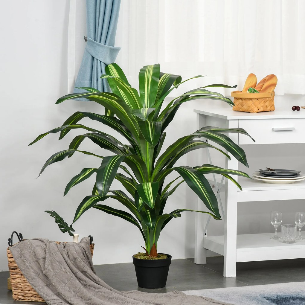 Planta artificiala Dracaena, Interior/Exterior, Diametru 18x110cm, Verde | Aosom Romania