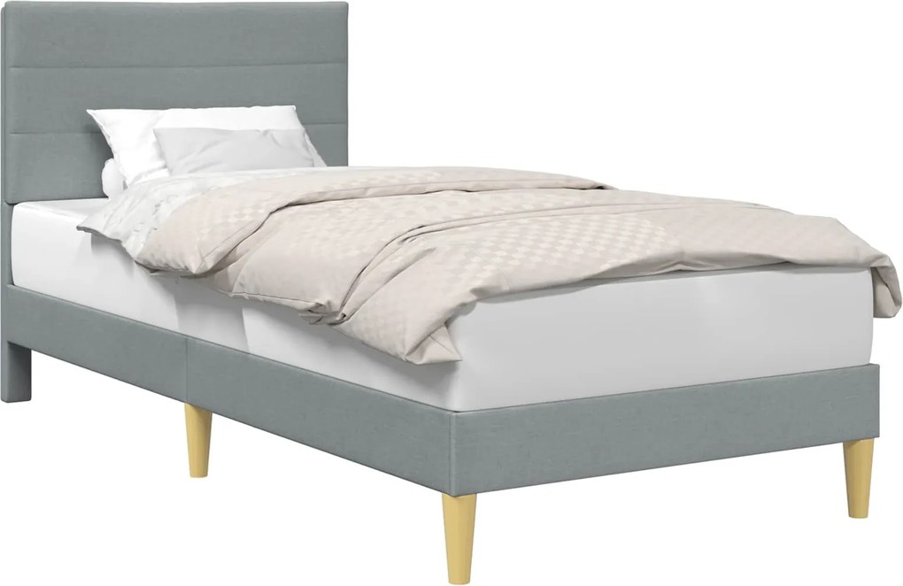 vidaXL Cadru de pat cu headboard Gri deschis 100 x 200 cm țesătură