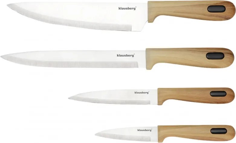 Set de cuțite și tăvi de tăiat Klausberg KB 9037, 8 piese, oțel inoxidabil, suport, maro/negru