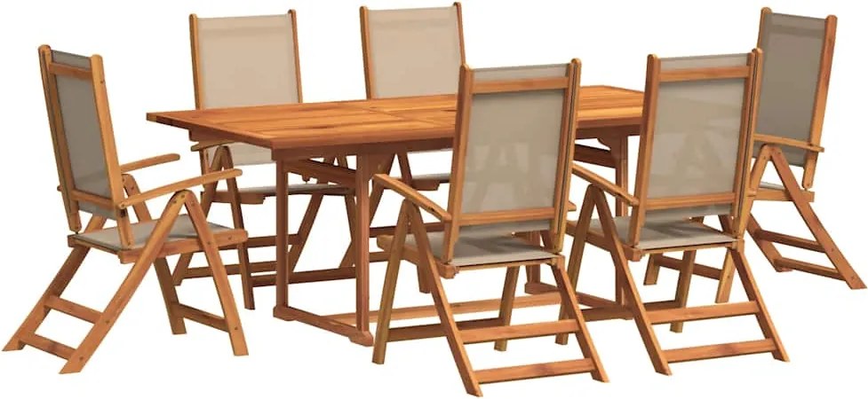 vidaXL Set mobilier de grădină, 7 piese, lemn masiv acacia/textilenă