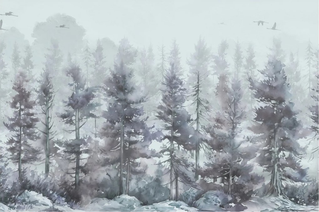 Tablou - Pădurea de pini II., aquarel (90x60 cm)