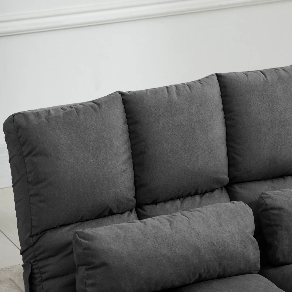 HOMCOM Fotoliu-pat de rezervă pliant convertibil - spătar reglabil în 14 poziții - 2 perne incluse, gri | Aosom Romania