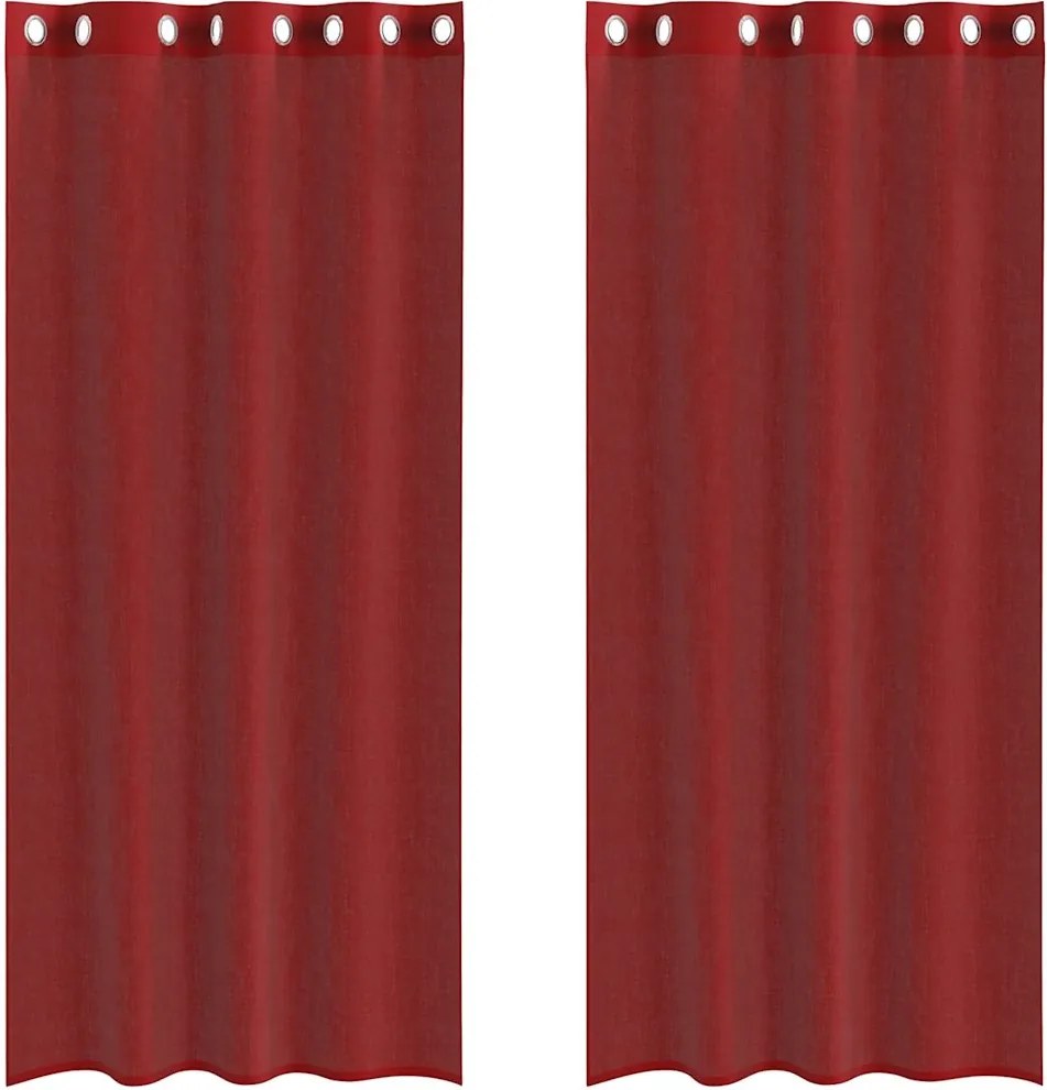vidaXL Perdele Voile cu Oelii 2 buc Roșu Vin