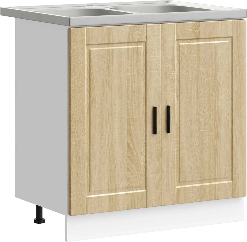 vidaXL Dulap baza chiuvetă cu ușă Porto 2 pcs Maro Lemn compozit