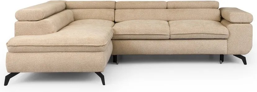 Colțar bej cu tapițerie din chenille (cu colț pe partea stângă/în formă de ”L”) Marbeya – Ropez