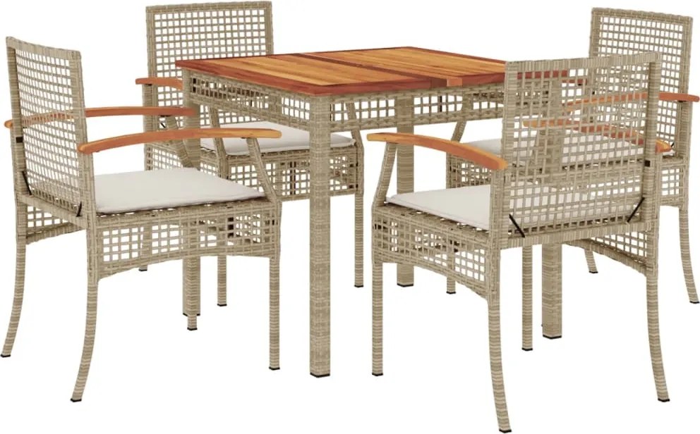 vidaXL Set mobilier de grădină cu perne, 5 piese, bej, poliratan
