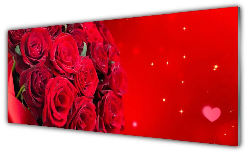 Tablou pe sticla Trandafiri Floral Red